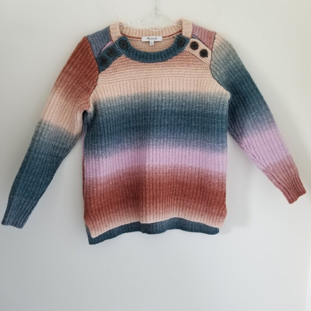 Madewell Space Dyed Size XS Button Shoulder Pullover Chunky Knit Sweater Ribbed